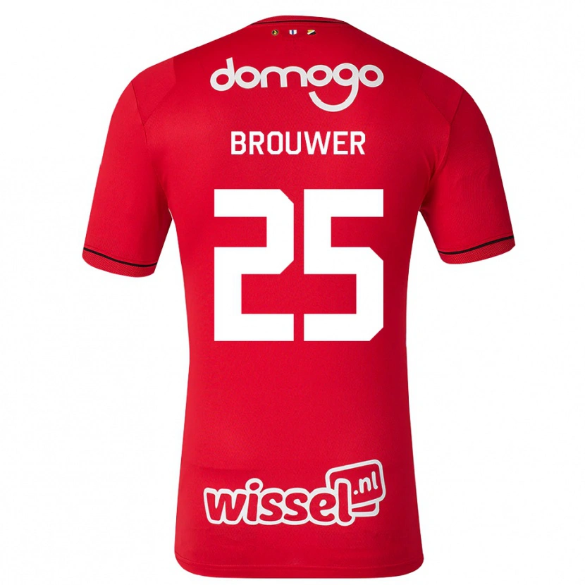 Danxen Homem Camisola Michael Brouwer #25 Vermelho Branco Preto Principal 2026/27 Camisa Brasil