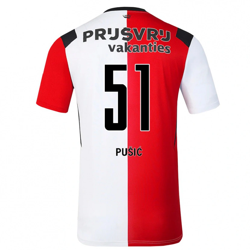 Danxen Homem Camisola Noah Pušić #51 Vermelho Branco Preto Principal 2026/27 Camisa Brasil