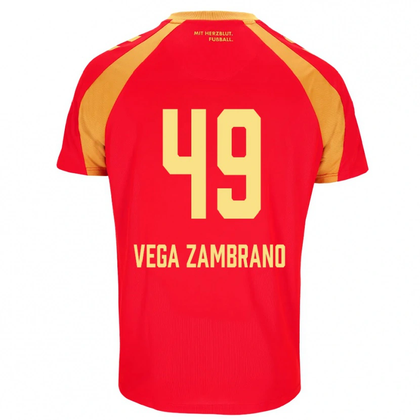 Danxen Homem Camisola Joel Vega Zambrano #49 Vermelho Laranja Preto Alternativa 2026/27 Camisa Brasil