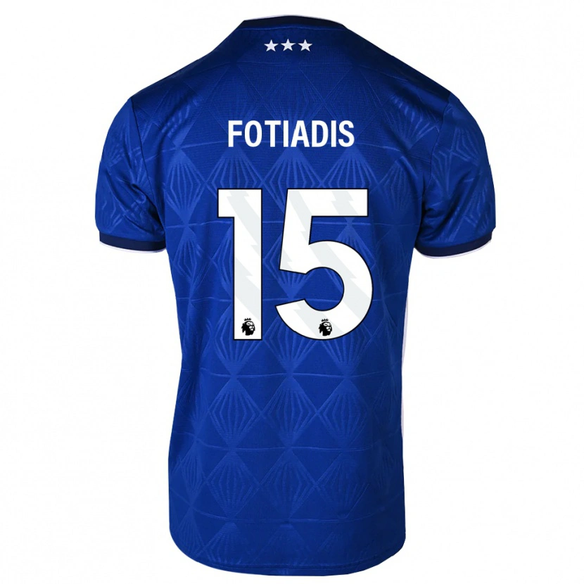Danxen Mulher Camisola Elias Fotiadis #15 Azul Médio Branco Vermelho Principal 2026/27 Camisa Brasil