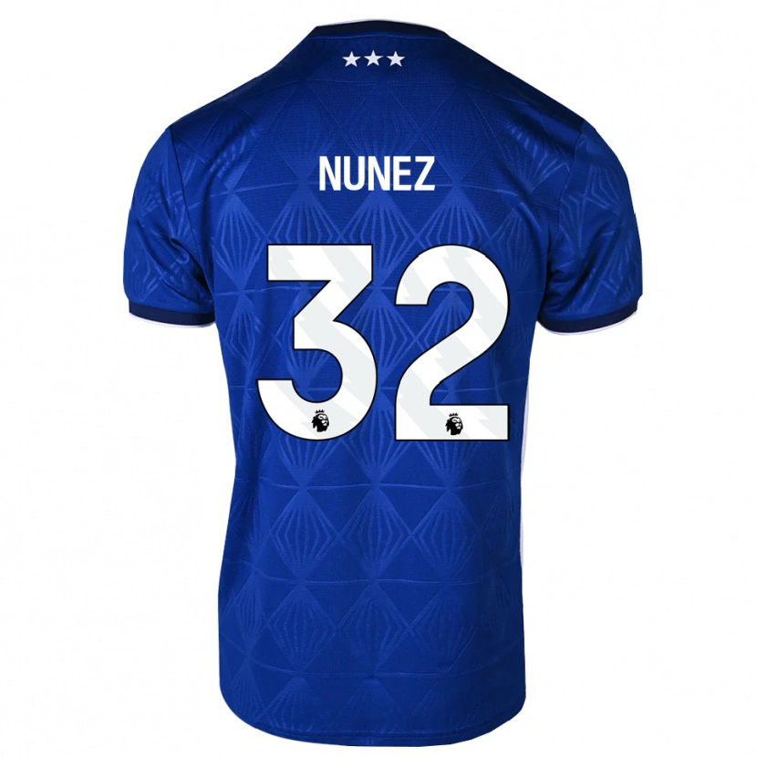 Danxen Mulher Camisola Marcelino Núñez #32 Azul Médio Branco Vermelho Principal 2026/27 Camisa Brasil