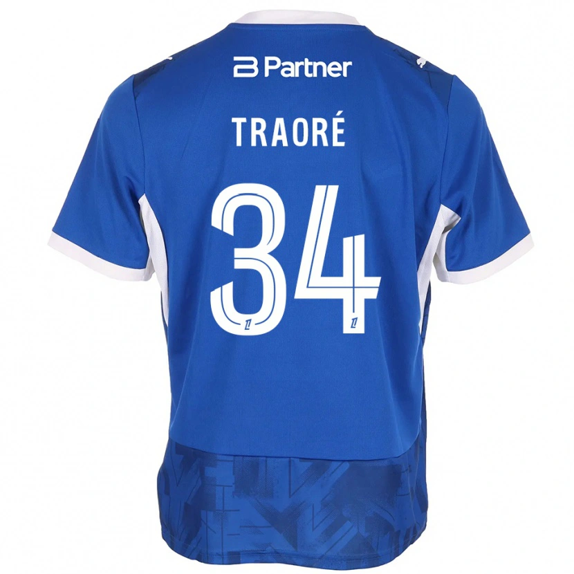 Danxen Mulher Camisola Ibrahim Traoré #34 Azul Médio Branco Principal 2026/27 Camisa Brasil