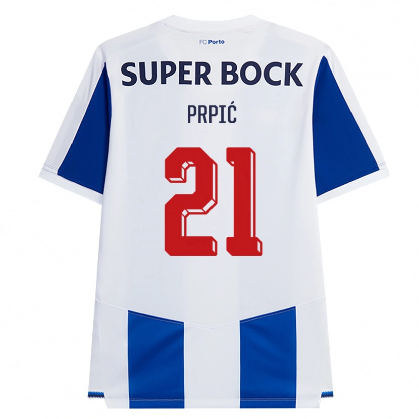 Danxen Mulher Camisola Dominik Prpić #21 Azul Branco Vermelho Principal 2026/27 Camisa Brasil