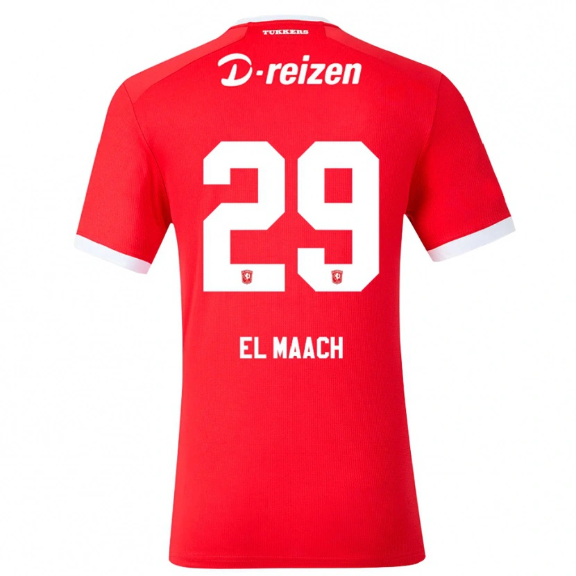 Danxen Mulher Camisola Issam El Maach #29 Vermelho Branco Principal 2026/27 Camisa Brasil