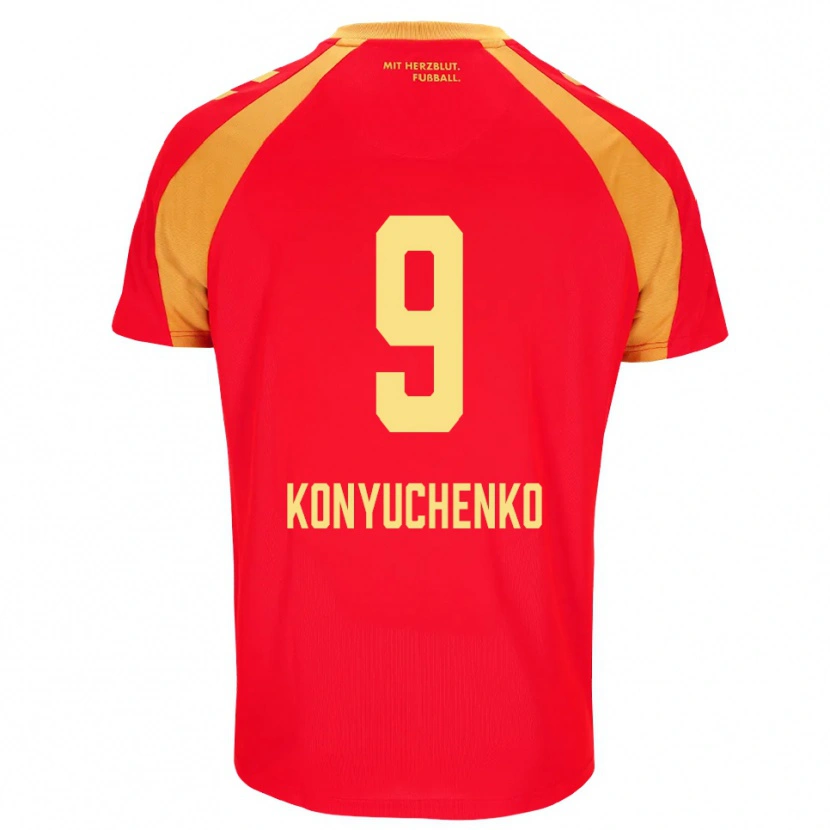 Danxen Mulher Camisola Yehor Konyuchenko #9 Vermelho Laranja Preto Alternativa 2026/27 Camisa Brasil