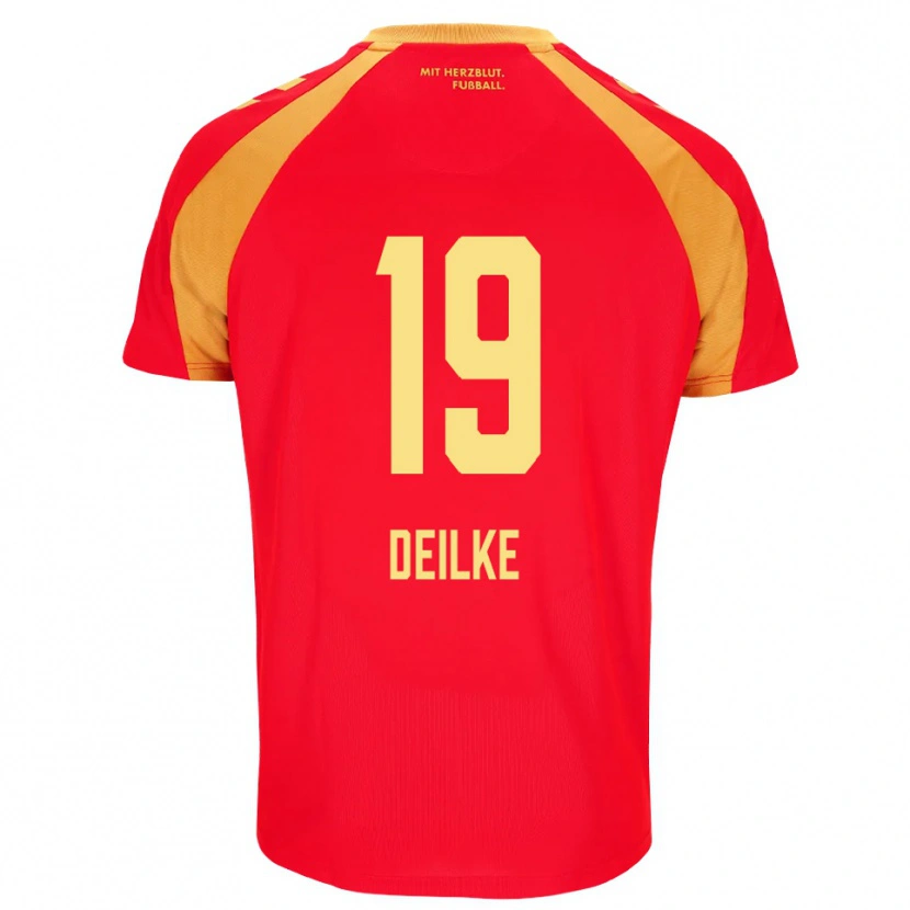 Danxen Mulher Camisola Flemming Deilke #19 Vermelho Laranja Preto Alternativa 2026/27 Camisa Brasil