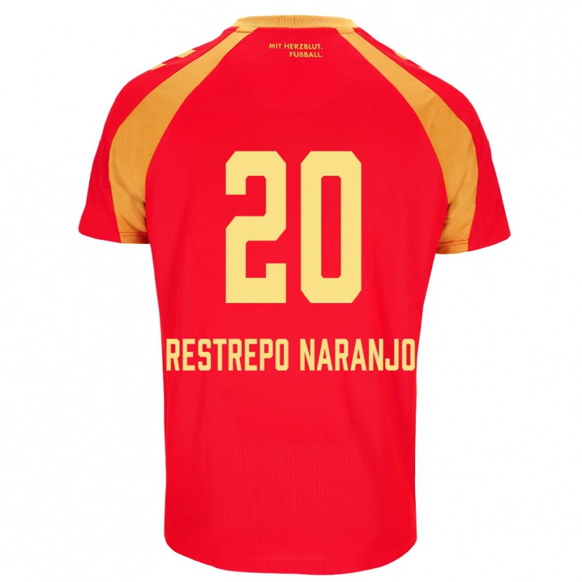 Danxen Mulher Camisola Pedro Restrepo Naranjo #20 Vermelho Laranja Preto Alternativa 2026/27 Camisa Brasil