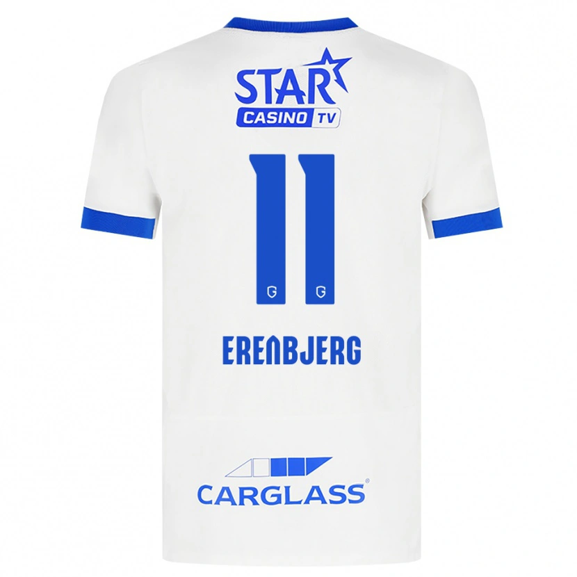 Danxen Mulher Camisola Jeppe Erenbjerg #11 Branco Azul Alternativa 2026/27 Camisa Brasil