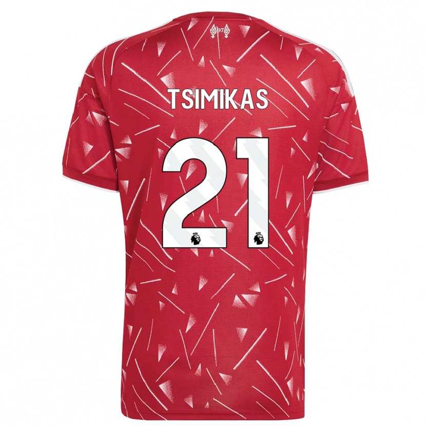 Danxen Criança Camisola Konstantinos Tsimikas #21 Branco Vermelho Principal 2026/27 Camisa Brasil