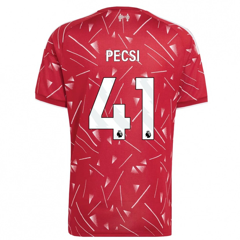 Danxen Criança Camisola Ármin Pécsi #41 Branco Vermelho Principal 2026/27 Camisa Brasil