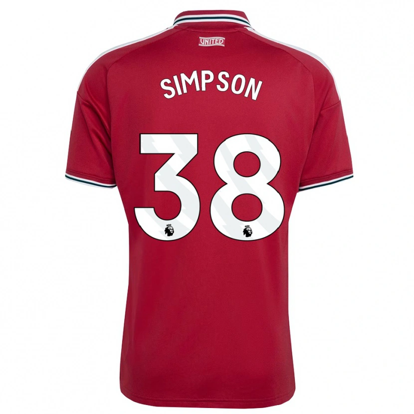 Danxen Criança Camisola Jess Simpson #38 Vermelho Amarelo Branco Principal 2026/27 Camisa Brasil