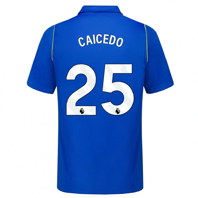 Danxen Criança Camisola Moisés Caicedo #25 Azul Amarelo Principal 2026/27 Camisa Brasil