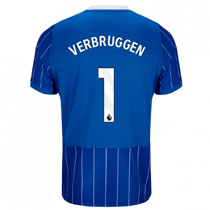 Danxen Criança Camisola Bart Verbruggen #1 Mediumblue Branco Principal 2026/27 Camisa Brasil