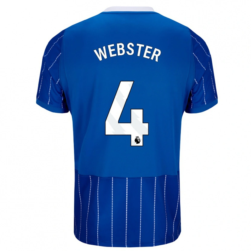 Danxen Criança Camisola Adam Webster #4 Mediumblue Branco Principal 2026/27 Camisa Brasil