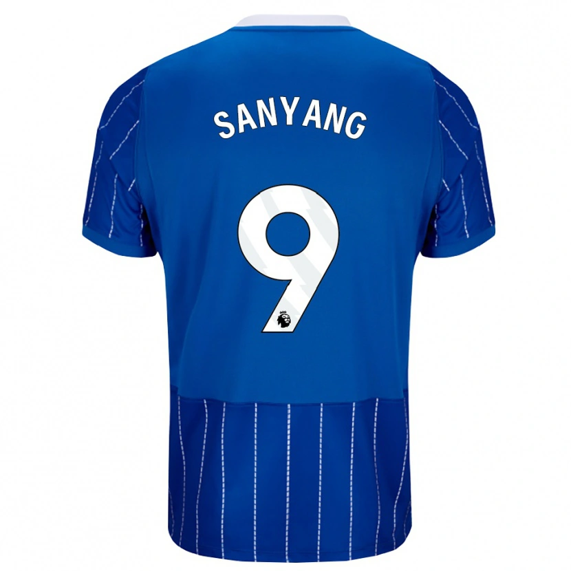 Danxen Criança Camisola Musa Sanyang #9 Mediumblue Branco Principal 2026/27 Camisa Brasil