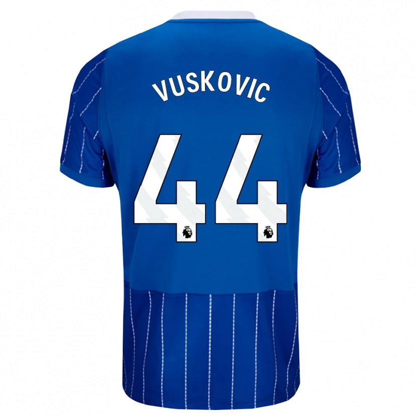 Danxen Criança Camisola Luka Vuskovic #44 Mediumblue Branco Principal 2026/27 Camisa Brasil