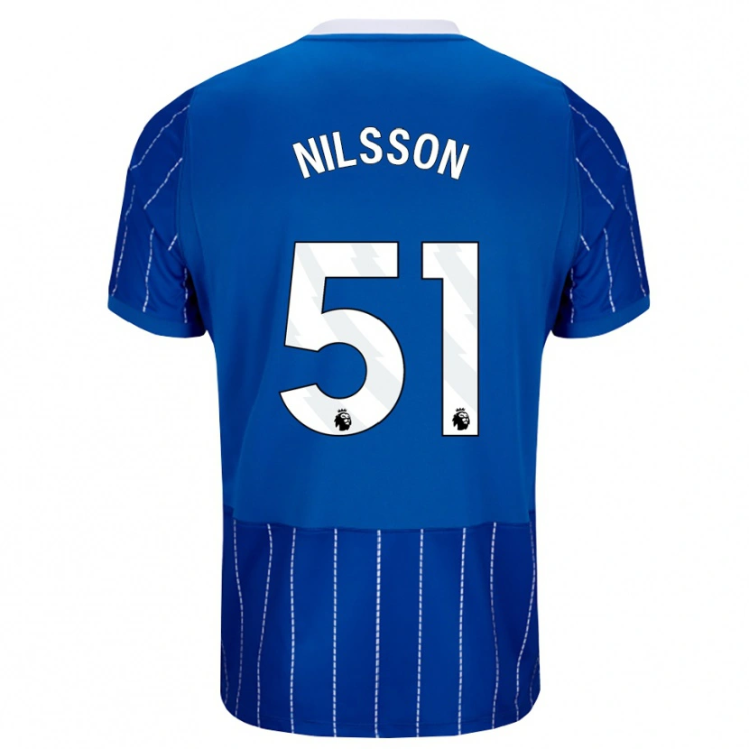 Danxen Criança Camisola Casper Nilsson #51 Mediumblue Branco Principal 2026/27 Camisa Brasil