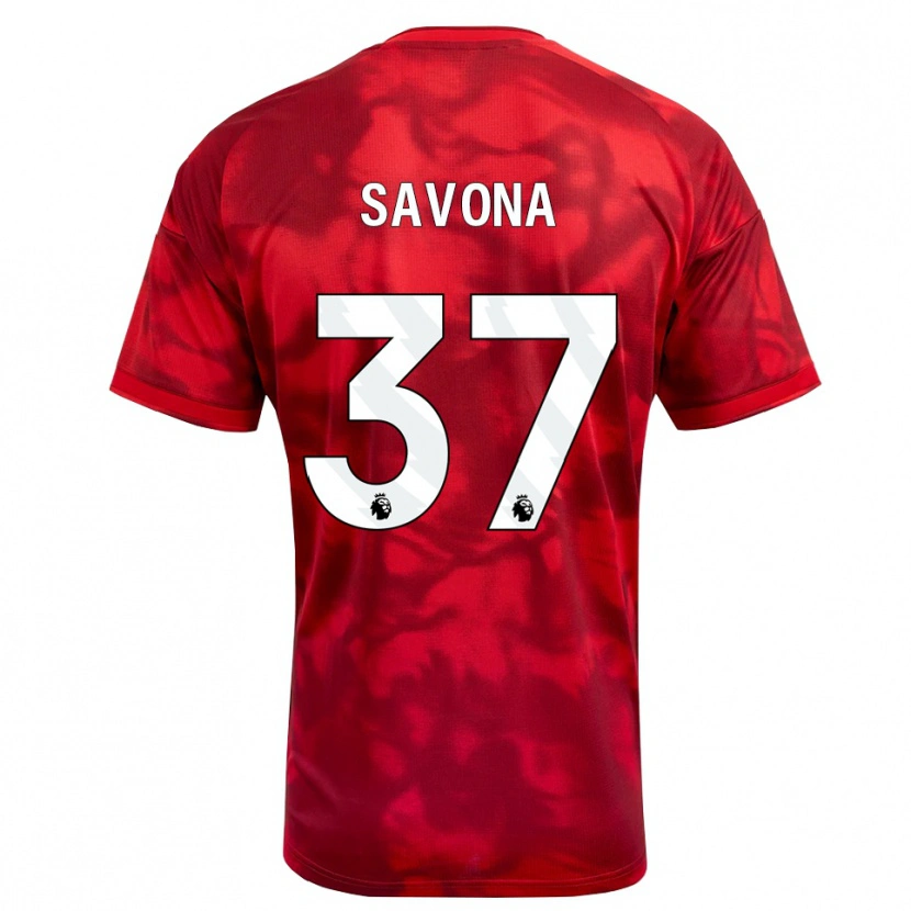 Danxen Criança Camisola Nicolò Savona #37 Crimson Branco Principal 2026/27 Camisa Brasil
