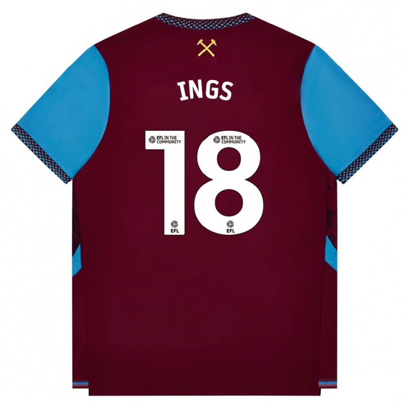 Danxen Criança Camisola Danny Ings #18 Borgonha Cornflowerblue Principal 2026/27 Camisa Brasil