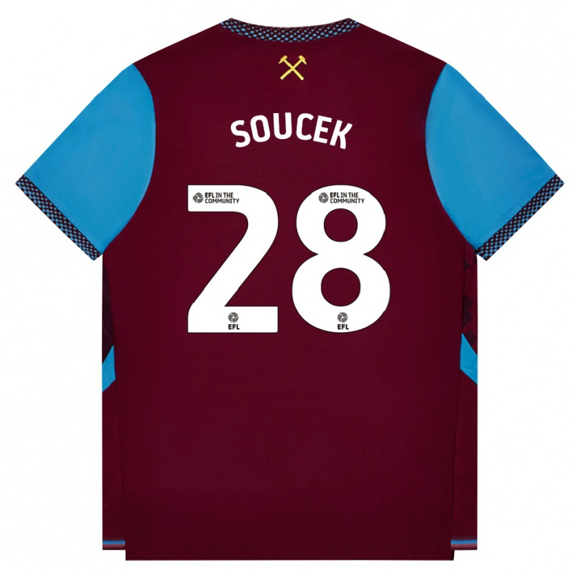 Danxen Criança Camisola Tomáš Souček #28 Borgonha Cornflowerblue Principal 2026/27 Camisa Brasil