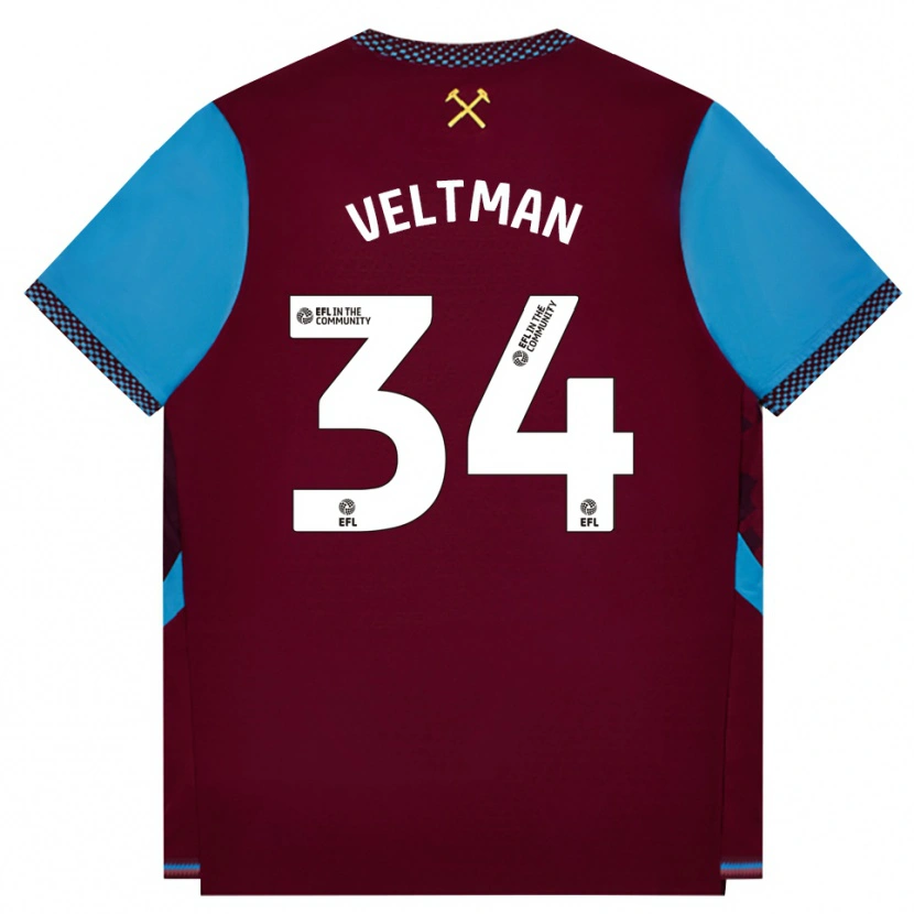 Danxen Criança Camisola Joël Veltman #34 Borgonha Cornflowerblue Principal 2026/27 Camisa Brasil