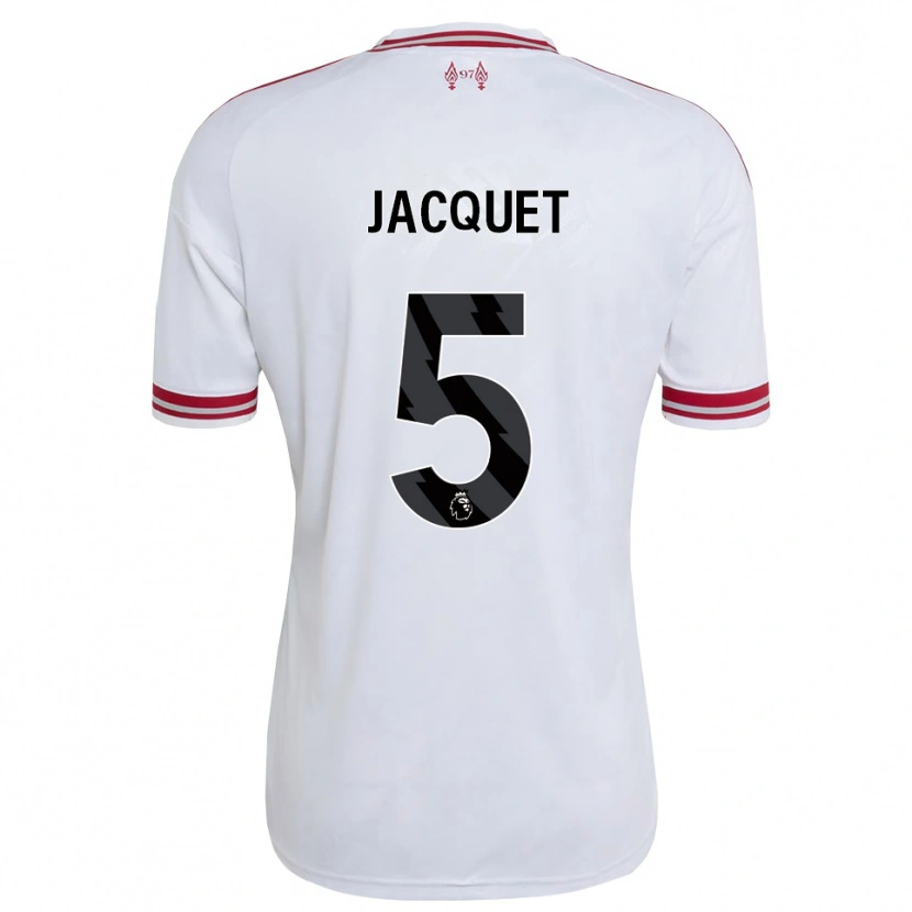 Danxen Criança Camisola Jérémy Jacquet #5 Vermelho Branco Alternativa 2026/27 Camisa Brasil