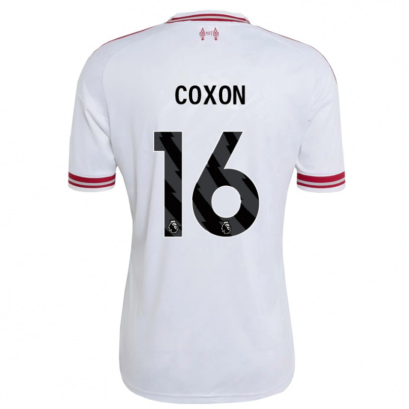 Danxen Criança Camisola Zak Coxon #16 Vermelho Branco Alternativa 2026/27 Camisa Brasil