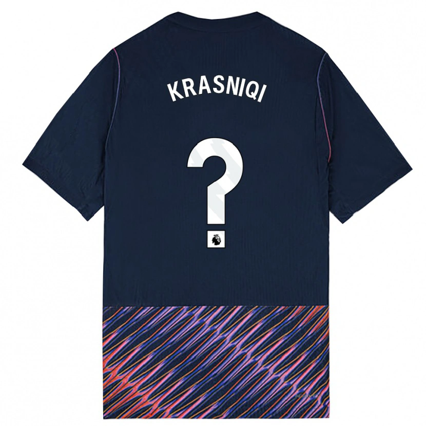 Danxen Criança Camisola Elliot Krasniqi #0 Azul Real Branco Alternativa 2026/27 Camisa Brasil