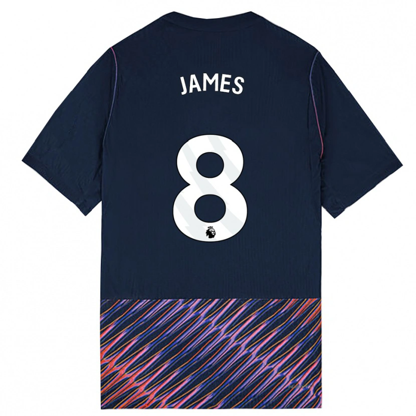 Danxen Criança Camisola Angharad James #8 Azul Real Branco Alternativa 2026/27 Camisa Brasil