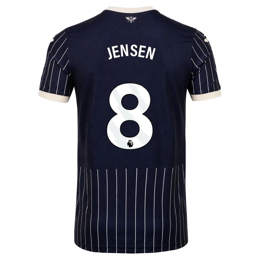 Danxen Criança Camisola Mathias Jensen #8 Preto Branco Alternativa 2026/27 Camisa Brasil