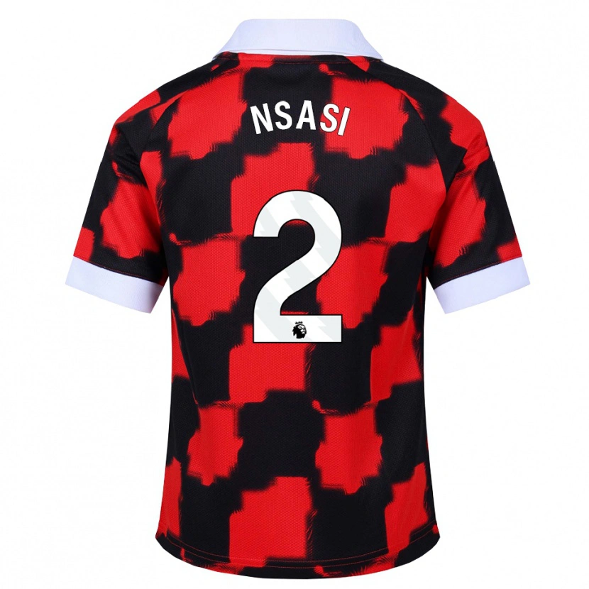 Danxen Criança Camisola Eddy Nsasi #2 Vermelho Branco Preto Alternativa 2026/27 Camisa Brasil