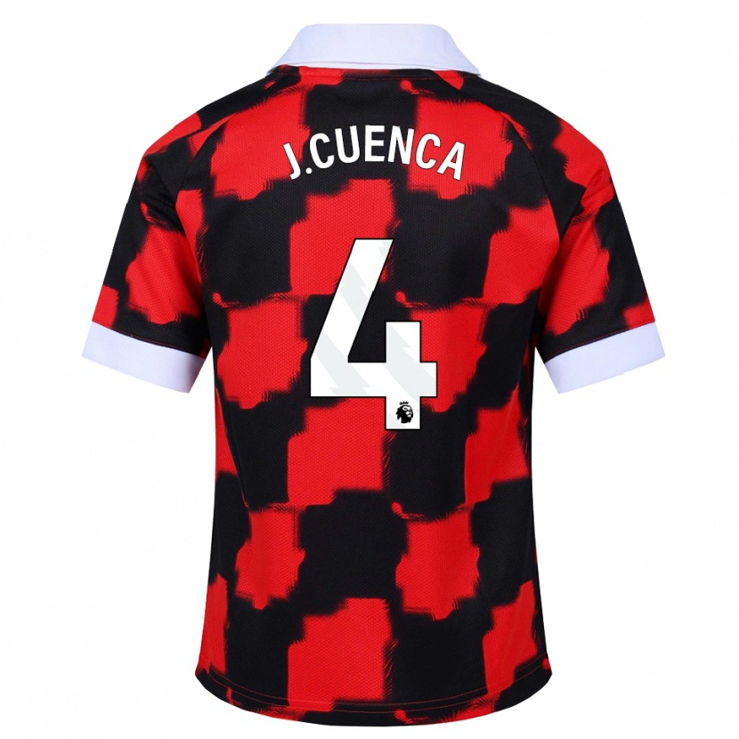 Danxen Criança Camisola Jorge Cuenca #4 Vermelho Branco Preto Alternativa 2026/27 Camisa Brasil