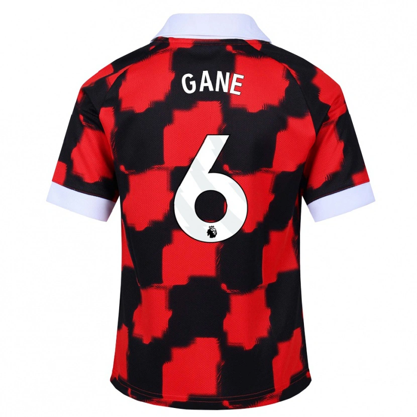 Danxen Criança Camisola Evie Gane #6 Vermelho Branco Preto Alternativa 2026/27 Camisa Brasil