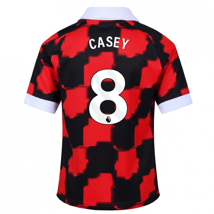 Danxen Criança Camisola Dan Casey #8 Vermelho Branco Preto Alternativa 2026/27 Camisa Brasil