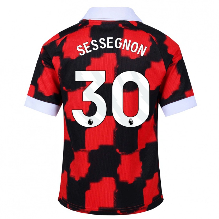 Danxen Criança Camisola Ryan Sessegnon #30 Vermelho Branco Preto Alternativa 2026/27 Camisa Brasil