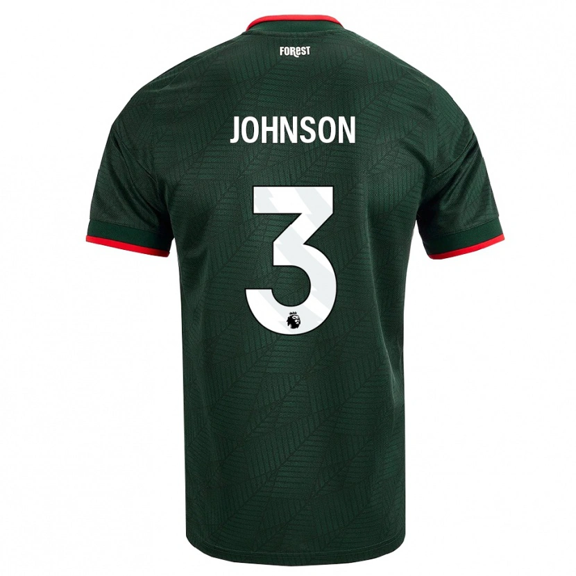 Danxen Criança Camisola Nat Johnson #3 Verde Escuro Vermelho Alternativa 2026/27 Camisa Brasil