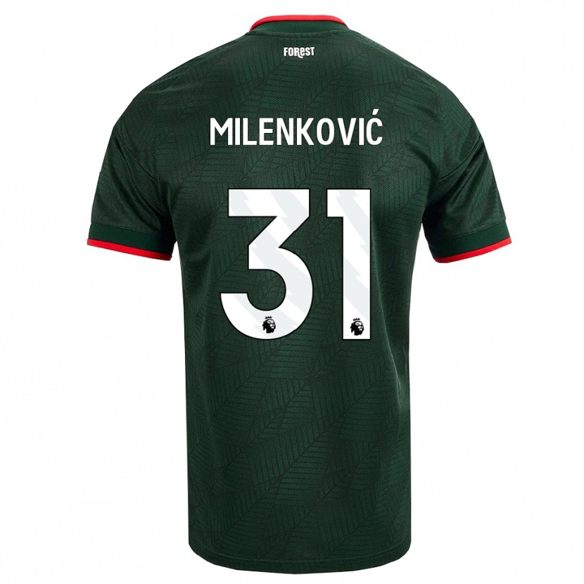 Danxen Criança Camisola Nikola Milenković #31 Verde Escuro Vermelho Alternativa 2026/27 Camisa Brasil