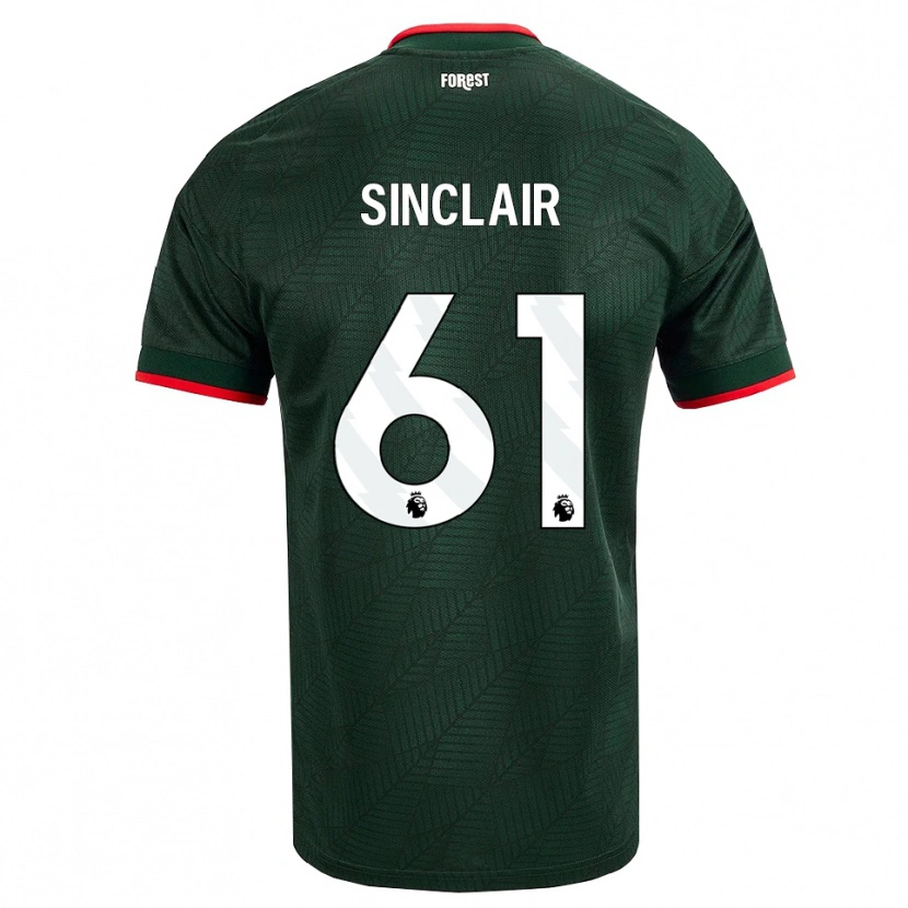 Danxen Criança Camisola Jimmy Sinclair #61 Verde Escuro Vermelho Alternativa 2026/27 Camisa Brasil