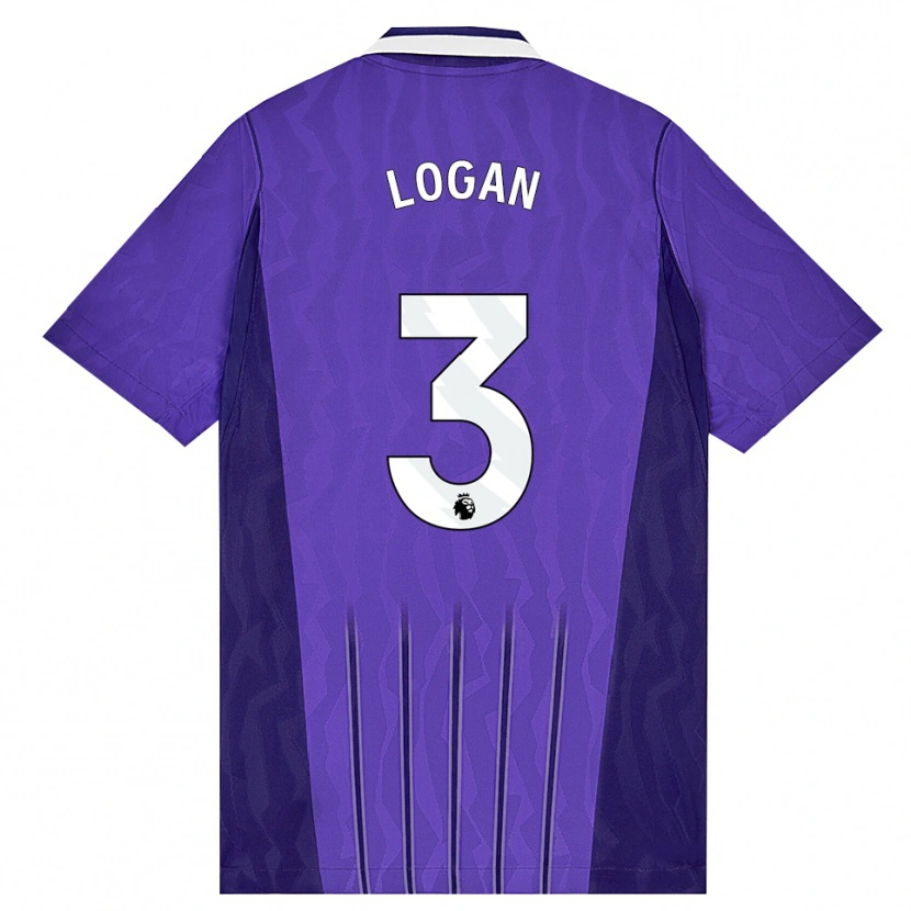 Danxen Criança Camisola Calum Logan #3 Roxo Branco Terceiro 2026/27 Camisa Brasil