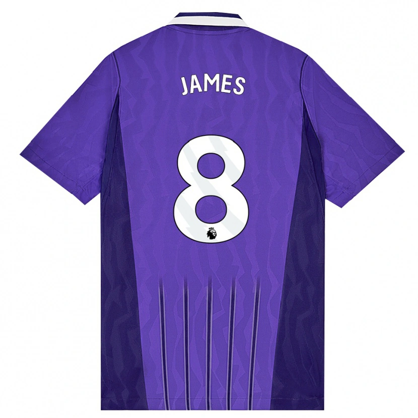 Danxen Criança Camisola Angharad James #8 Roxo Branco Terceiro 2026/27 Camisa Brasil