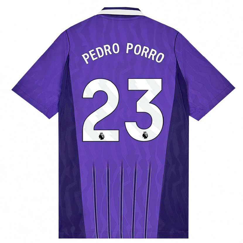Danxen Criança Camisola Pedro Porro #23 Roxo Branco Terceiro 2026/27 Camisa Brasil