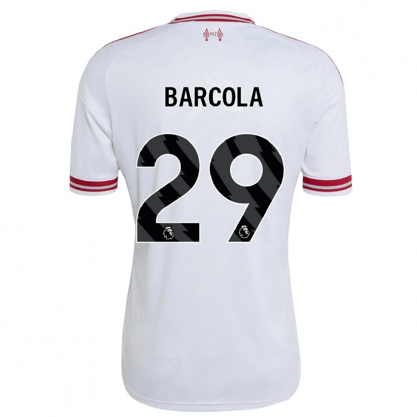 Danxen Criança Camisola Bradley Barcola #29 Vermelho Branco Alternativa 2026/27 Camisa Brasil