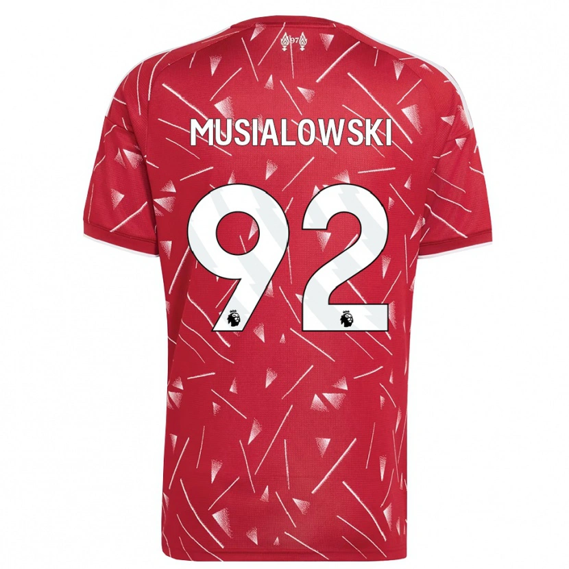 Danxen Homem Camisola Mateusz Musialowski #92 Branco Vermelho Principal 2026/27 Camisa Brasil