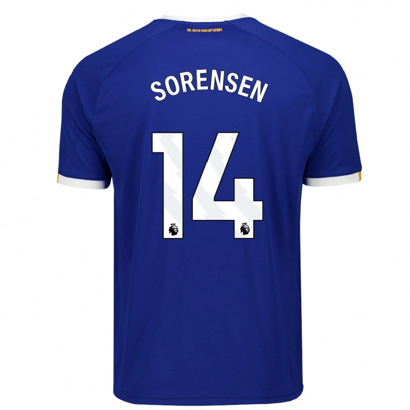 Danxen Homem Camisola Nicoline Sorensen #14 Azul Branco Amarelo Principal 2026/27 Camisa Brasil