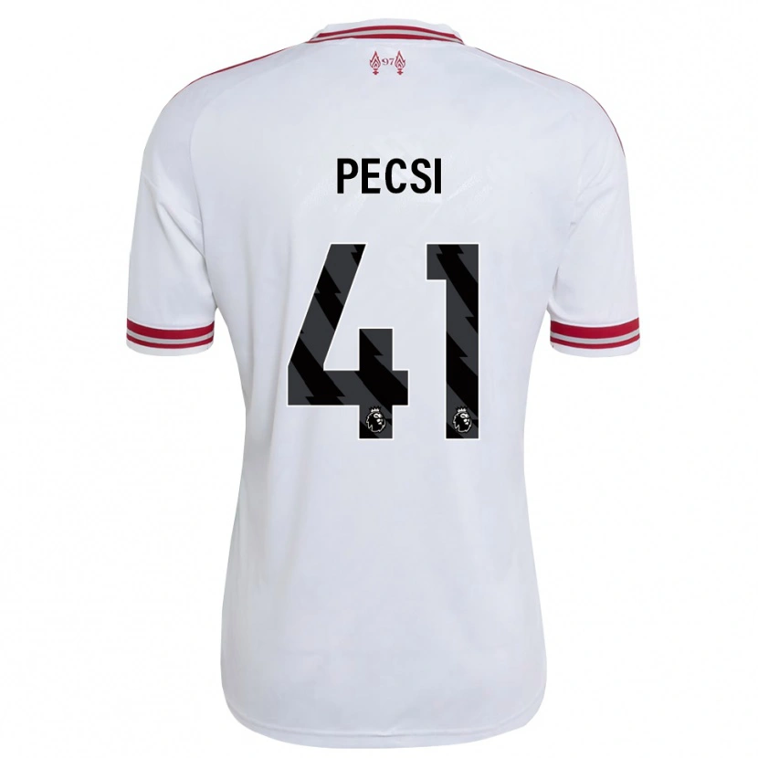 Danxen Homem Camisola Ármin Pécsi #41 Vermelho Branco Alternativa 2026/27 Camisa Brasil