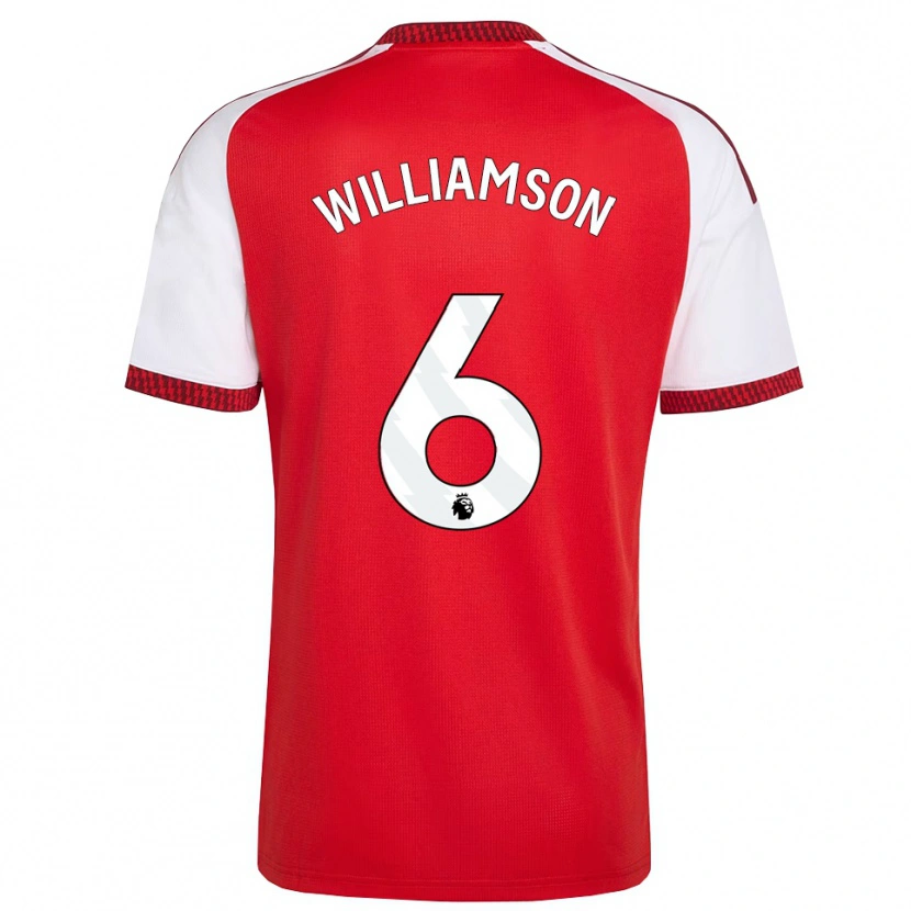 Danxen Mulher Camisola Leah Williamson #6 Vermelho Branco Preto Principal 2026/27 Camisa Brasil