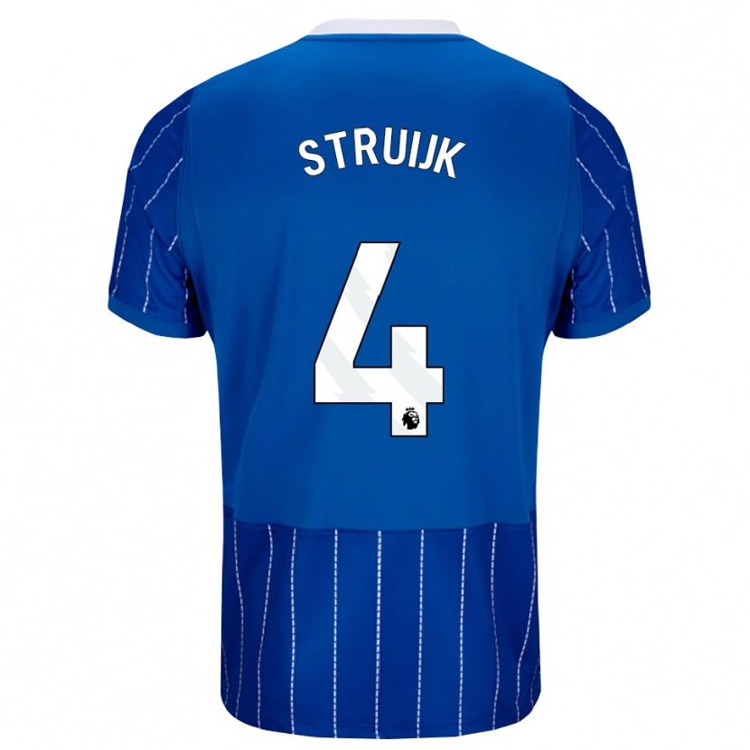 Danxen Mulher Camisola Pascal Struijk #4 Mediumblue Branco Principal 2026/27 Camisa Brasil