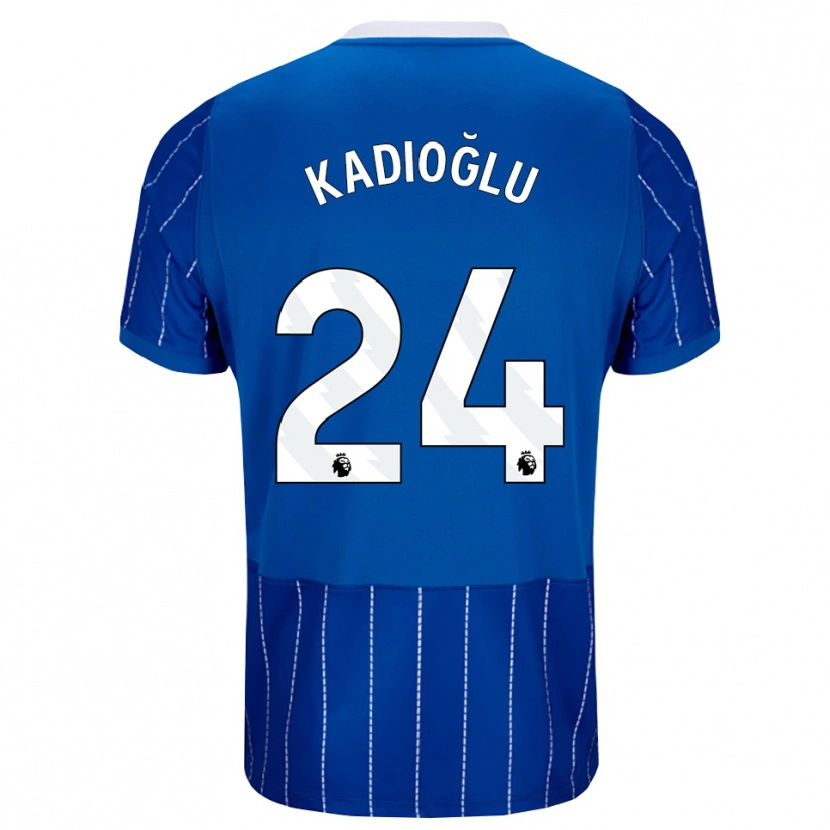 Danxen Mulher Camisola Ferdi Kadıoğlu #24 Mediumblue Branco Principal 2026/27 Camisa Brasil
