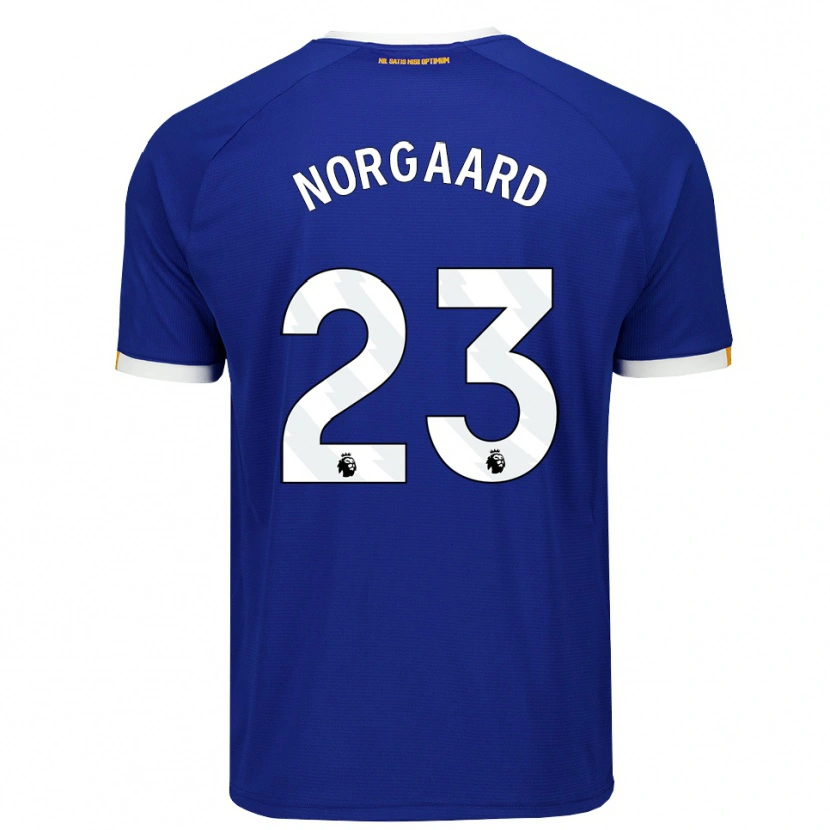 Danxen Mulher Camisola Christian Nørgaard #23 Azul Branco Amarelo Principal 2026/27 Camisa Brasil