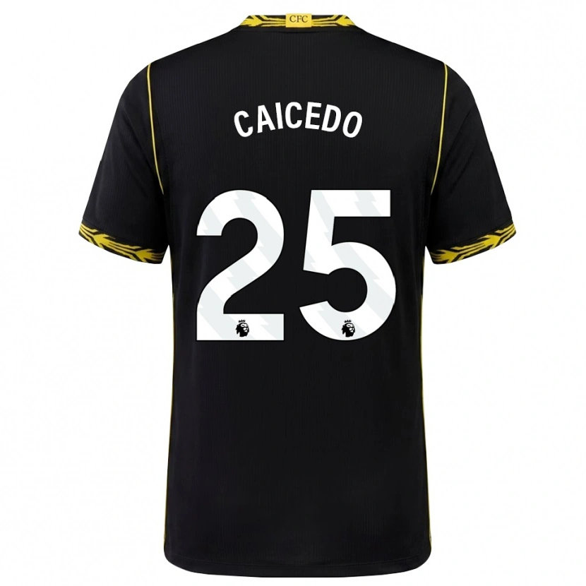 Danxen Mulher Camisola Moisés Caicedo #25 Preto Amarelo Alternativa 2026/27 Camisa Brasil